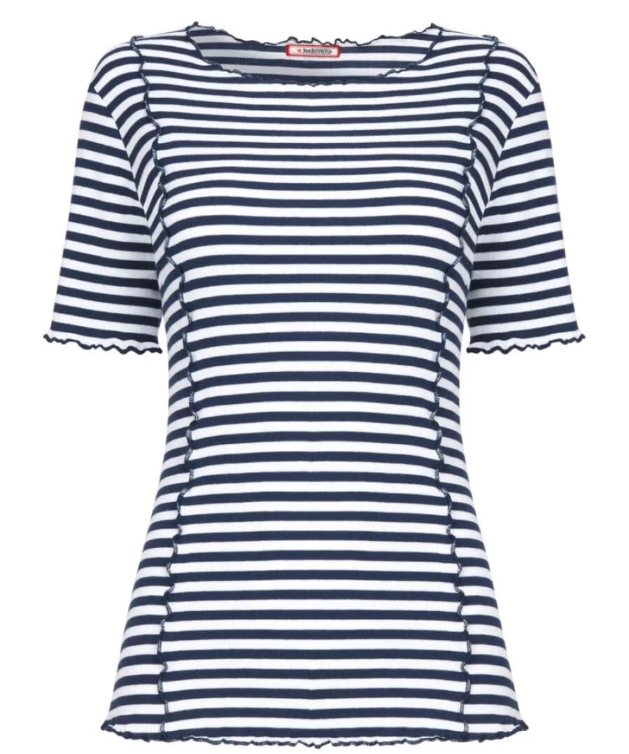 Joe Browns Women's Multi-Color Striped Ribbed T-Shirt - Simple Stripe Rib Tee