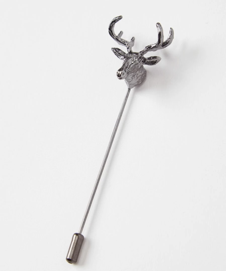 Joe Browns Men's Pewter Stag Pin Brooch - Elegant Stag Design Lapel Pin