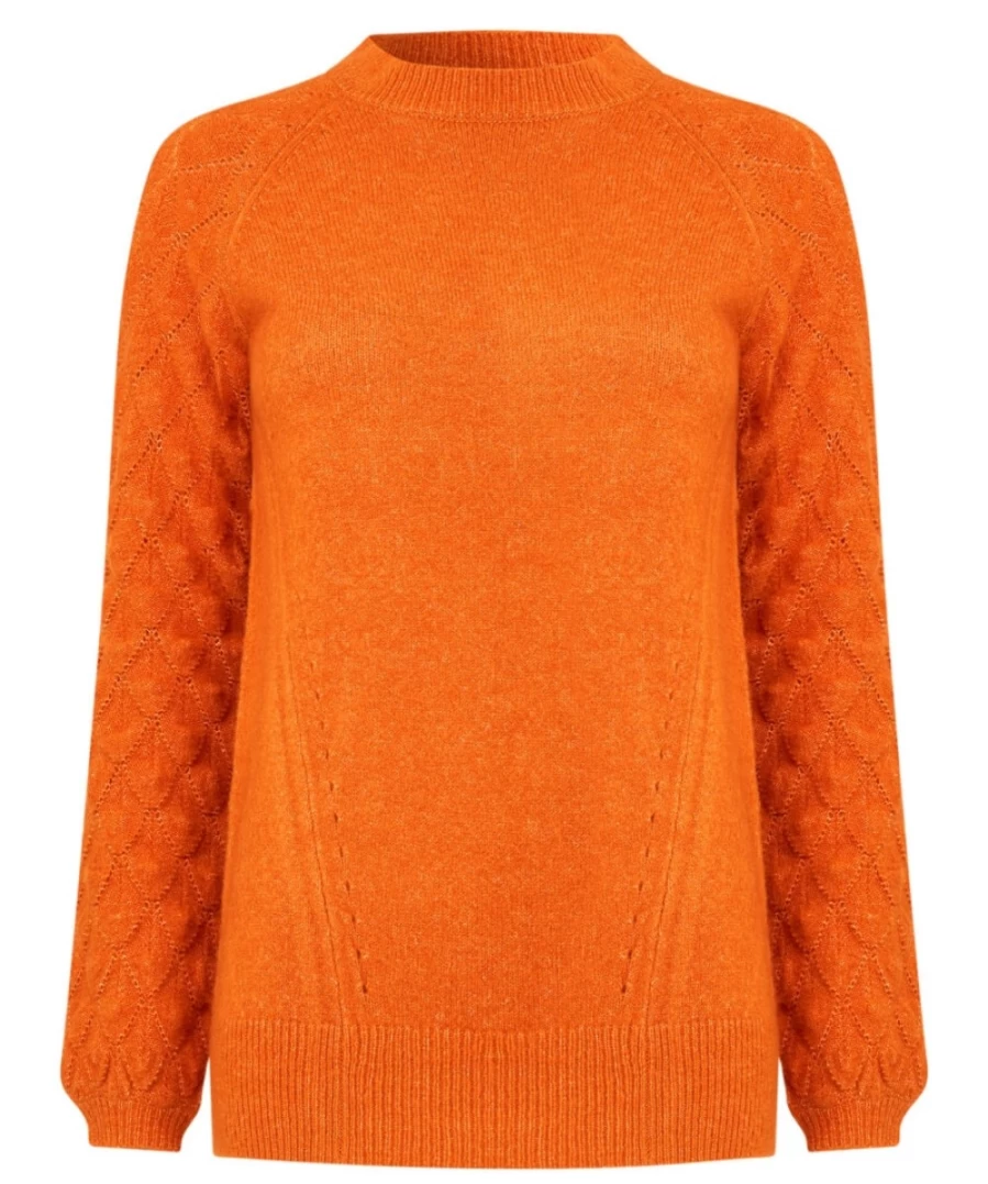 "Joe Browns Women's Orange Fancy Sleeve Jumper - Stylish Knit Sweater"