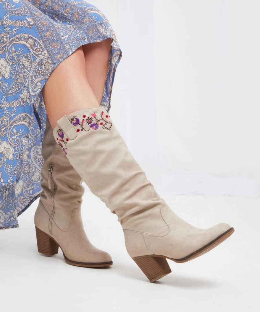 Joe Browns Women's Pebble Multi Embroidered Slouch Boots - Heartlands Collection