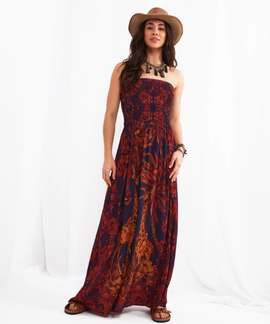 Joe Browns Women's Multi Color Gorgeous Giraffe Print Bandeau Dress