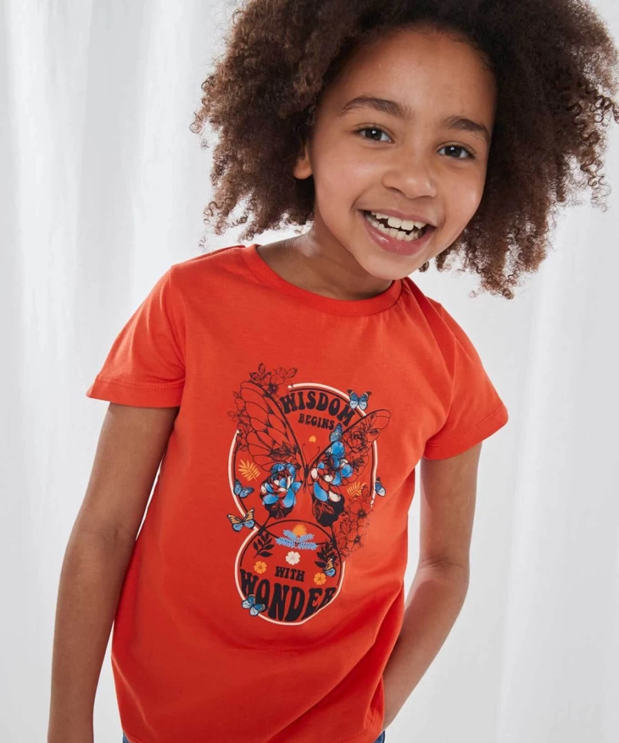 "Joe Browns Kids Red 'Wisdom Begins With Wonder' Top"