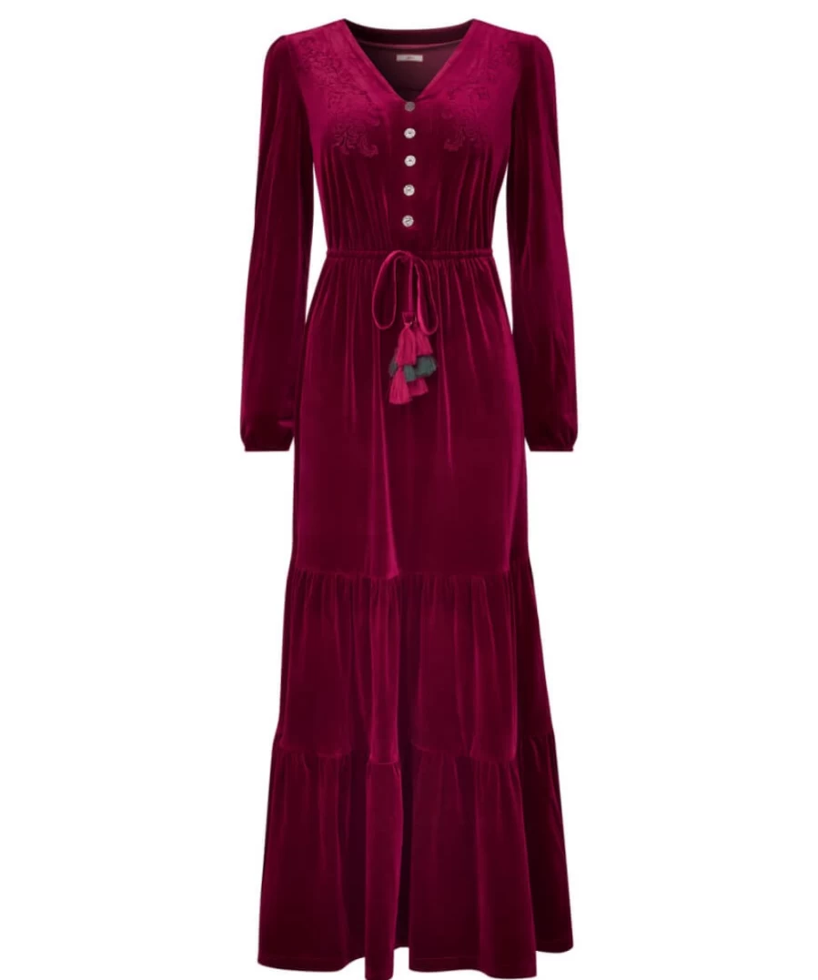 Joe Browns Women's Velvet Perfection Dress in Berry - Elegant & Comfortable Velvet Gown