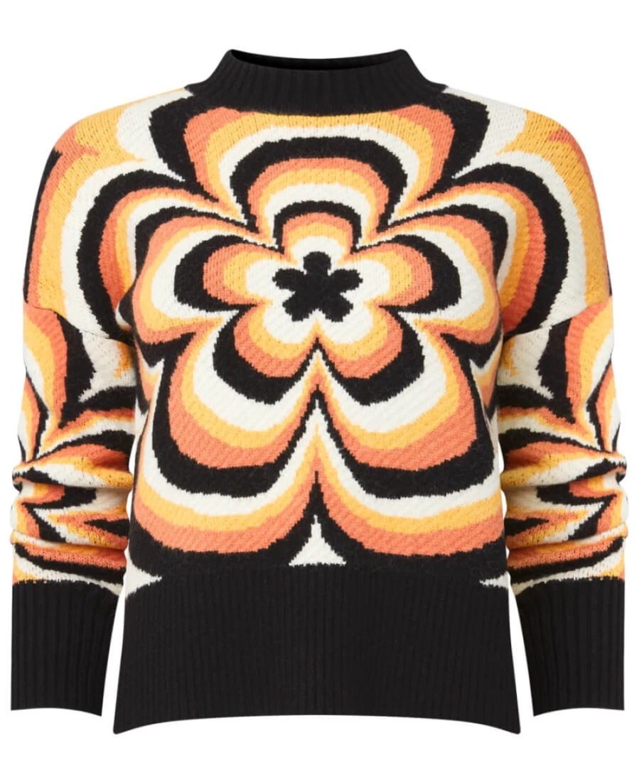 "Joe Browns Women's Orange Floral Knit Jumper - Fancy Design"