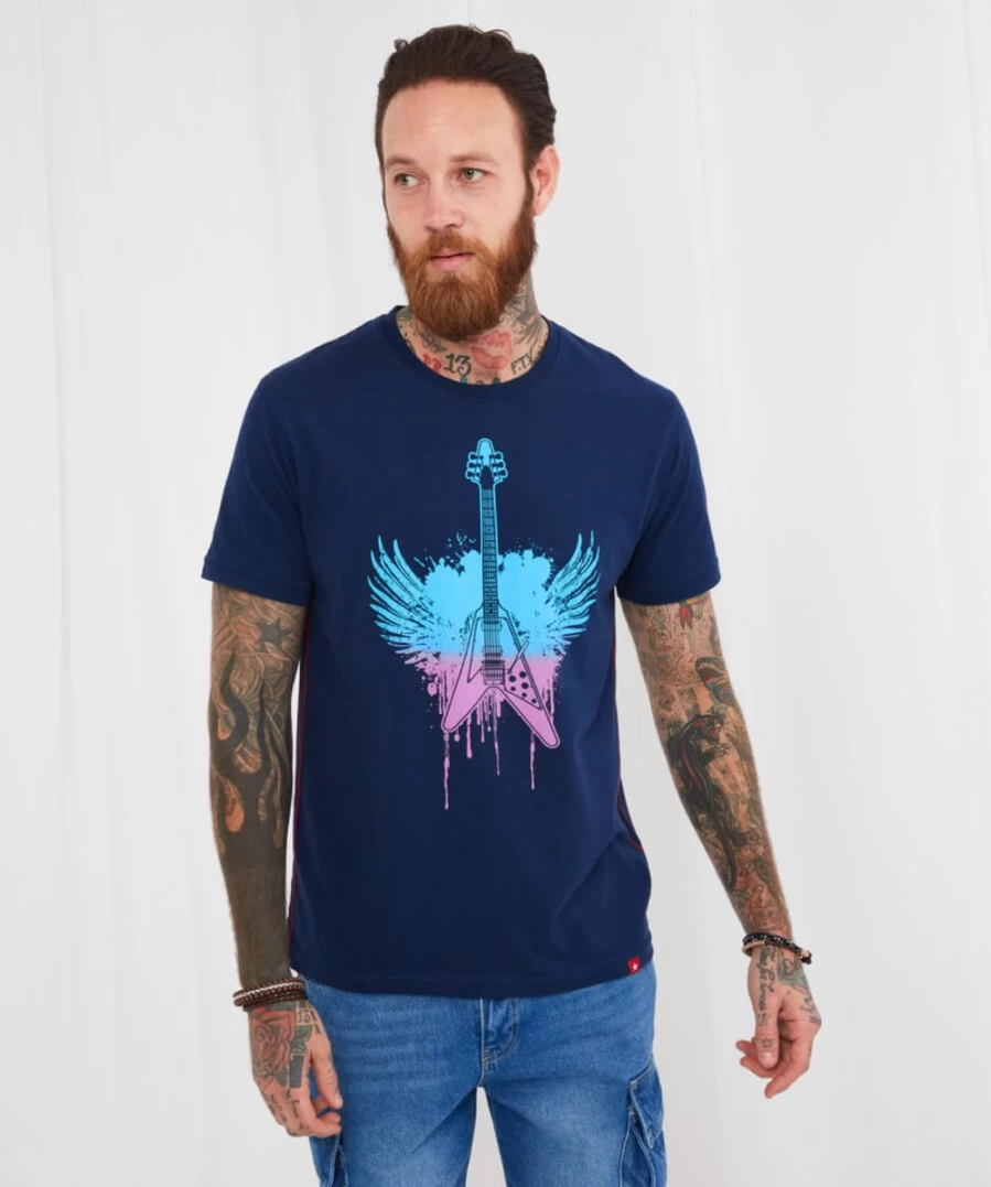 Joe Browns Men's Blue Flying High Graphic Tee - Casual Short Sleeve T-Shirt
