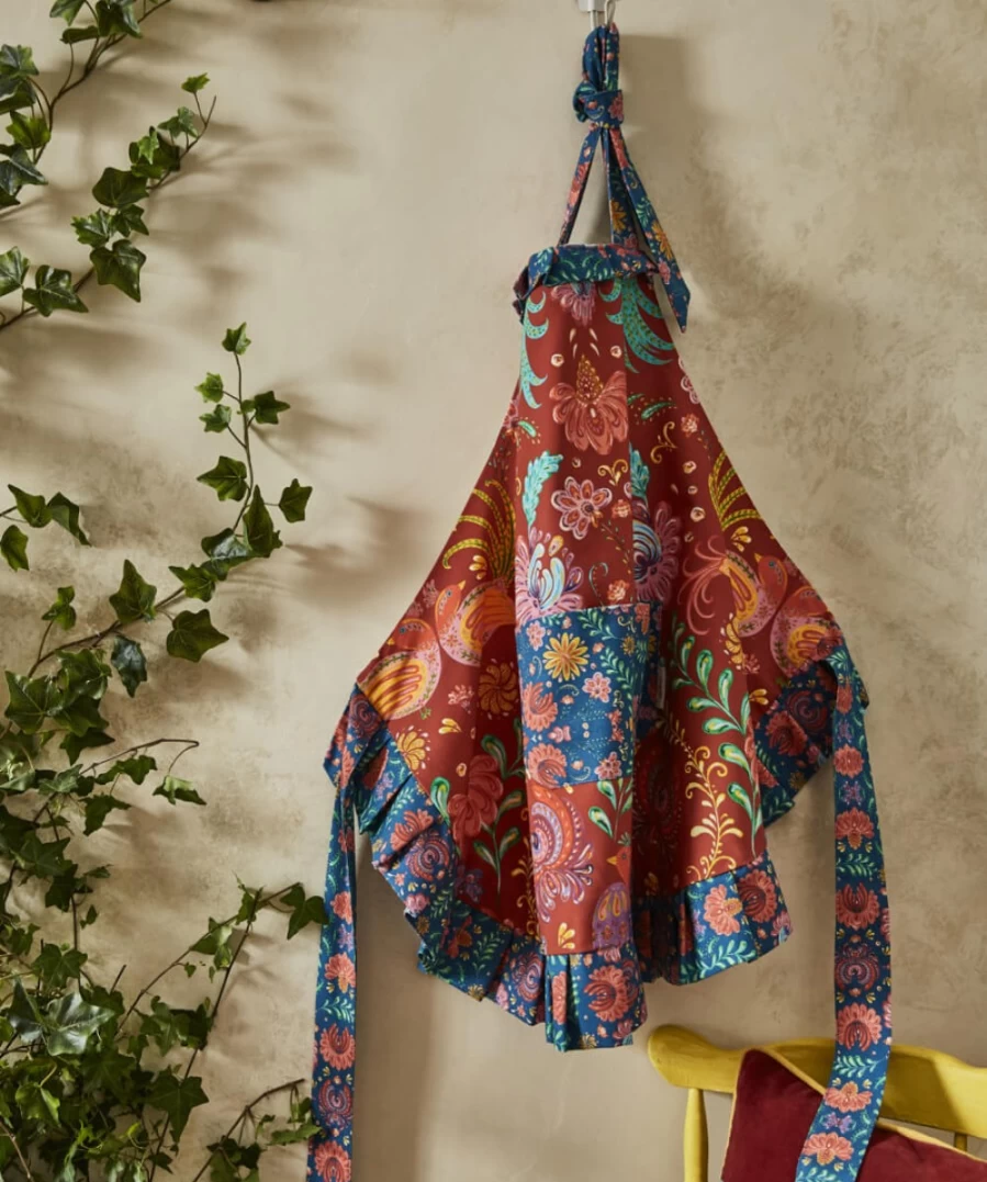 Joe Browns Folk Floral Frill Trim Apron - Multi Color Vintage Style Kitchen Apron