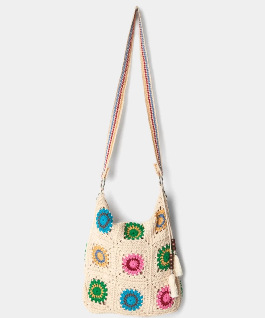 Joe Browns Women's Cream Multi Sunset Breeze Crochet Handbag - Boho Beach Tote