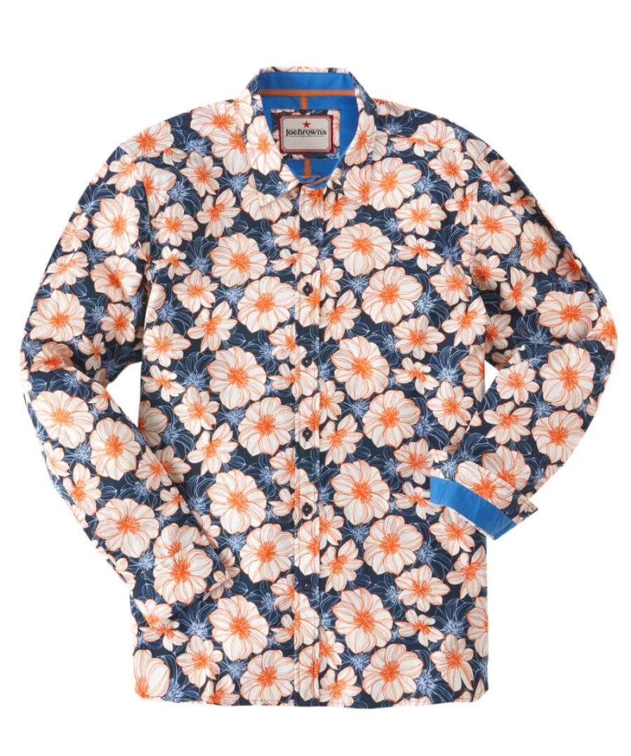 Joe Browns Men's Blue & Orange Summer Shirt - Lightweight & Stylish Embracing Summer Top