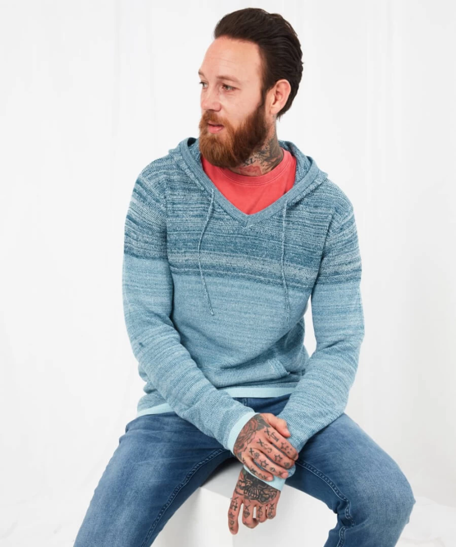 "Joe Browns Men's Blue Beach To Bar Knit Sweater – Casual & Stylish"