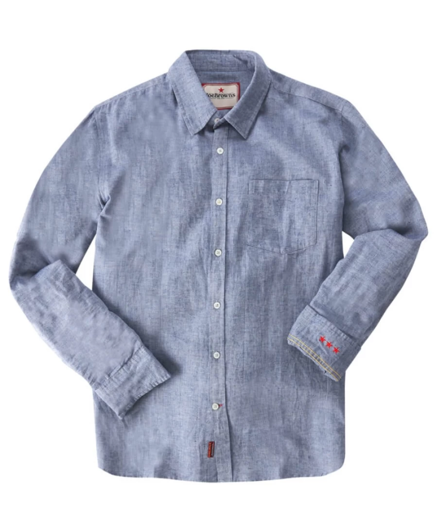 Joe Browns Men's Blue Linen Shirt - Versatile & Stylish Casual Wear